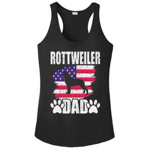 Rottweiler Dad Dog Lover American Us Flag Ladies PosiCharge Competitor Racerback Tank