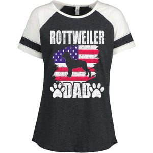 Rottweiler Dad Dog Lover American Us Flag Enza Ladies Jersey Colorblock Tee