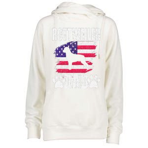 Rottweiler Dad Dog Lover American Us Flag Womens Funnel Neck Pullover Hood