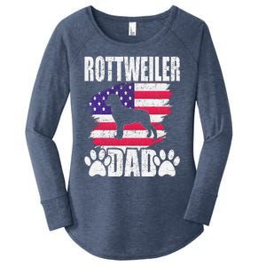 Rottweiler Dad Dog Lover American Us Flag Women's Perfect Tri Tunic Long Sleeve Shirt