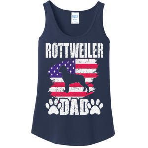 Rottweiler Dad Dog Lover American Us Flag Ladies Essential Tank