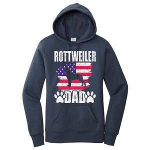 Rottweiler Dad Dog Lover American Us Flag Women's Pullover Hoodie