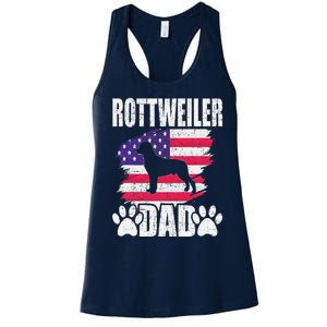 Rottweiler Dad Dog Lover American Us Flag Women's Racerback Tank