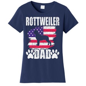 Rottweiler Dad Dog Lover American Us Flag Women's T-Shirt