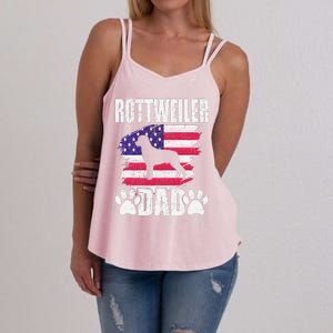 Rottweiler Dad Dog Lover American Us Flag Women's Strappy Tank