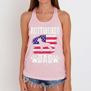 Rottweiler Dad Dog Lover American Us Flag Women's Knotted Racerback Tank