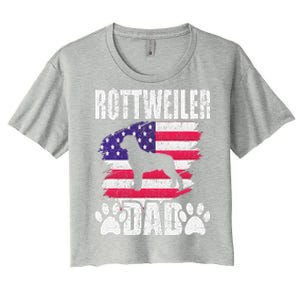 Rottweiler Dad Dog Lover American Us Flag Women's Crop Top Tee