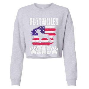 Rottweiler Dad Dog Lover American Us Flag Cropped Pullover Crew