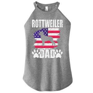 Rottweiler Dad Dog Lover American Us Flag Women's Perfect Tri Rocker Tank