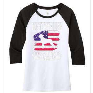 Rottweiler Dad Dog Lover American Us Flag Women's Tri-Blend 3/4-Sleeve Raglan Shirt