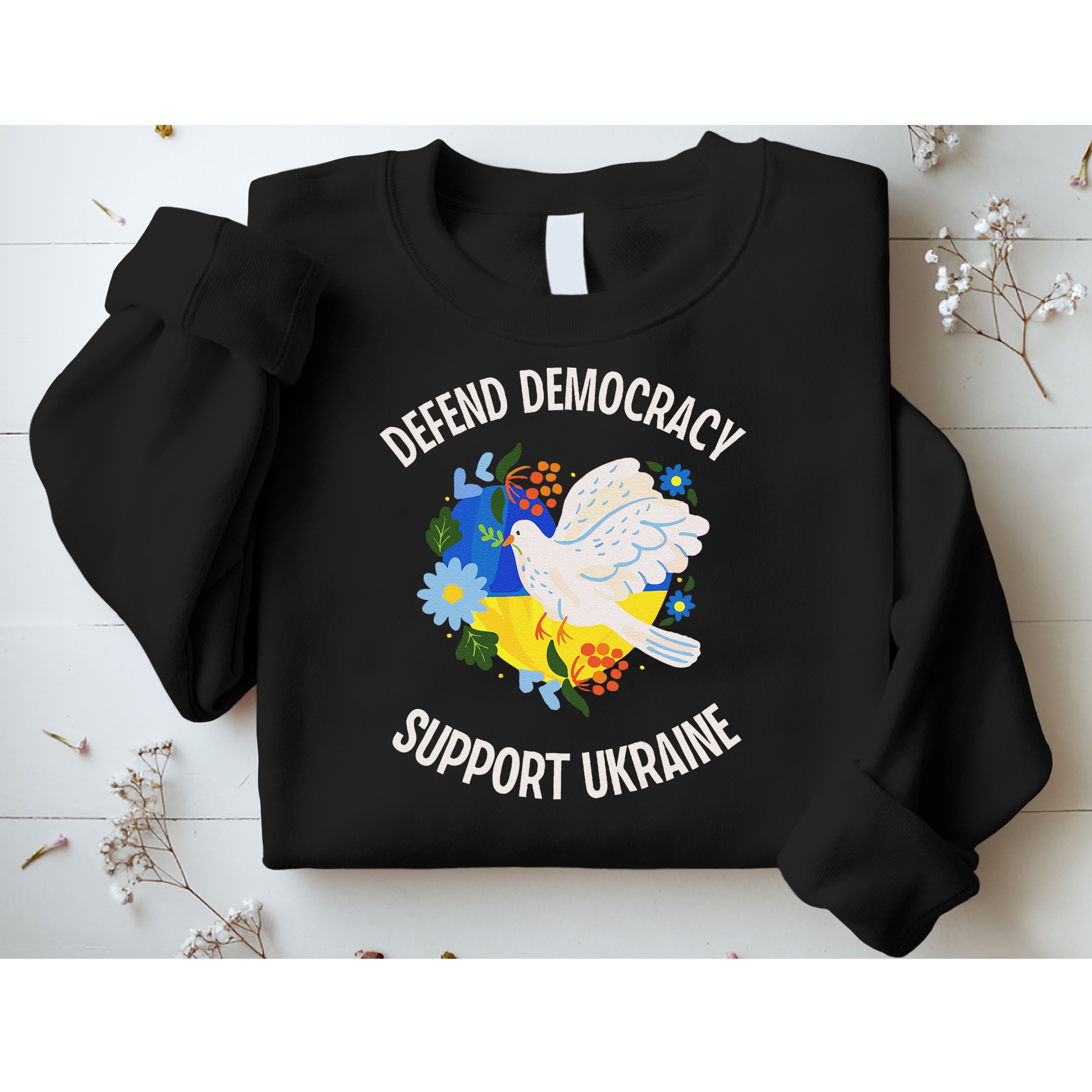 Retro Defend Democracy Support Ukraine Ukrainian Flag Sweatshirt