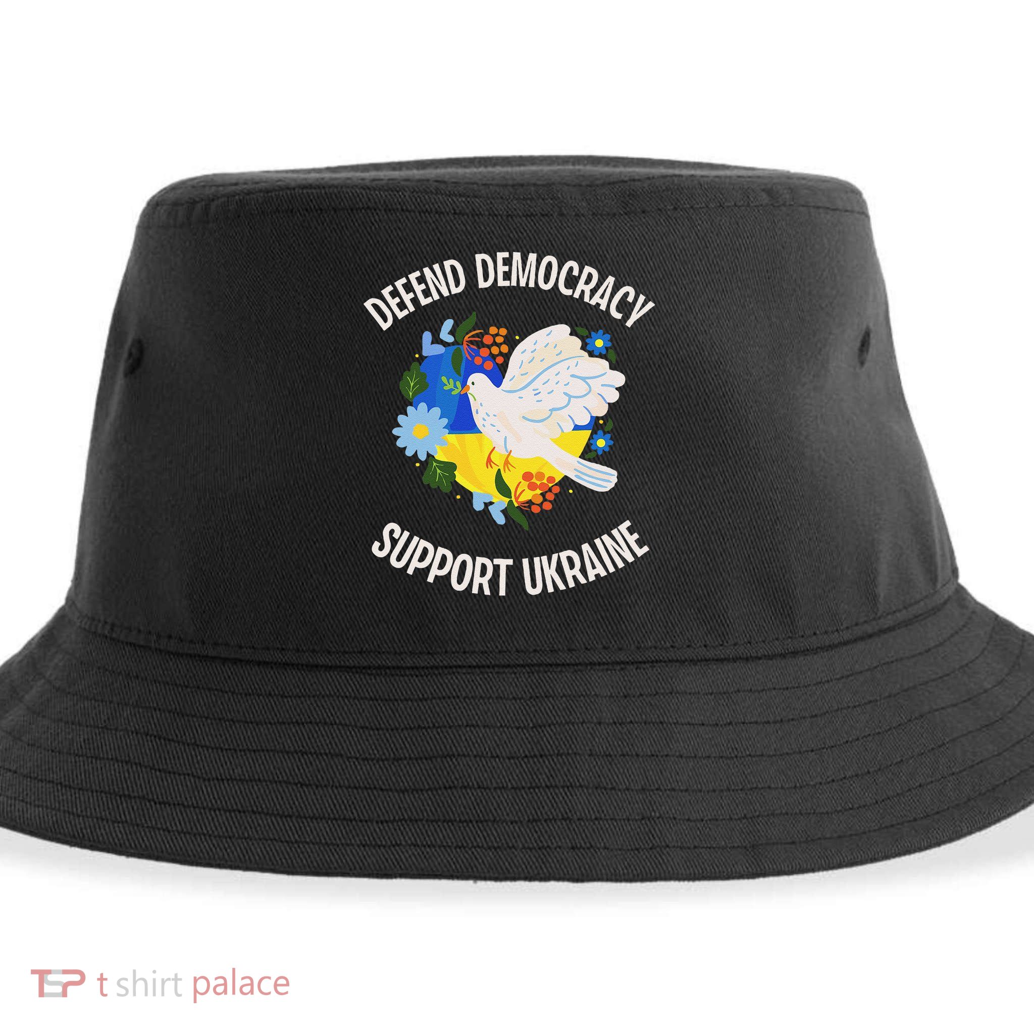 Retro Defend Democracy Support Ukraine Ukrainian Flag Sustainable Bucket Hat