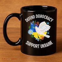 Retro Defend Democracy Support Ukraine Ukrainian Flag 11oz C Handle Ceramic Mug