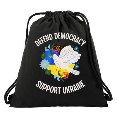 Retro Defend Democracy Support Ukraine Ukrainian Flag Drawstring Bag