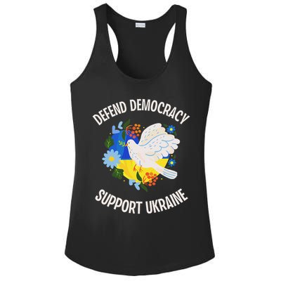 Retro Defend Democracy Support Ukraine Ukrainian Flag Ladies PosiCharge Competitor Racerback Tank