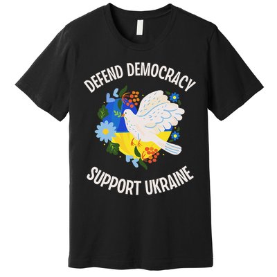 Retro Defend Democracy Support Ukraine Ukrainian Flag Premium T-Shirt