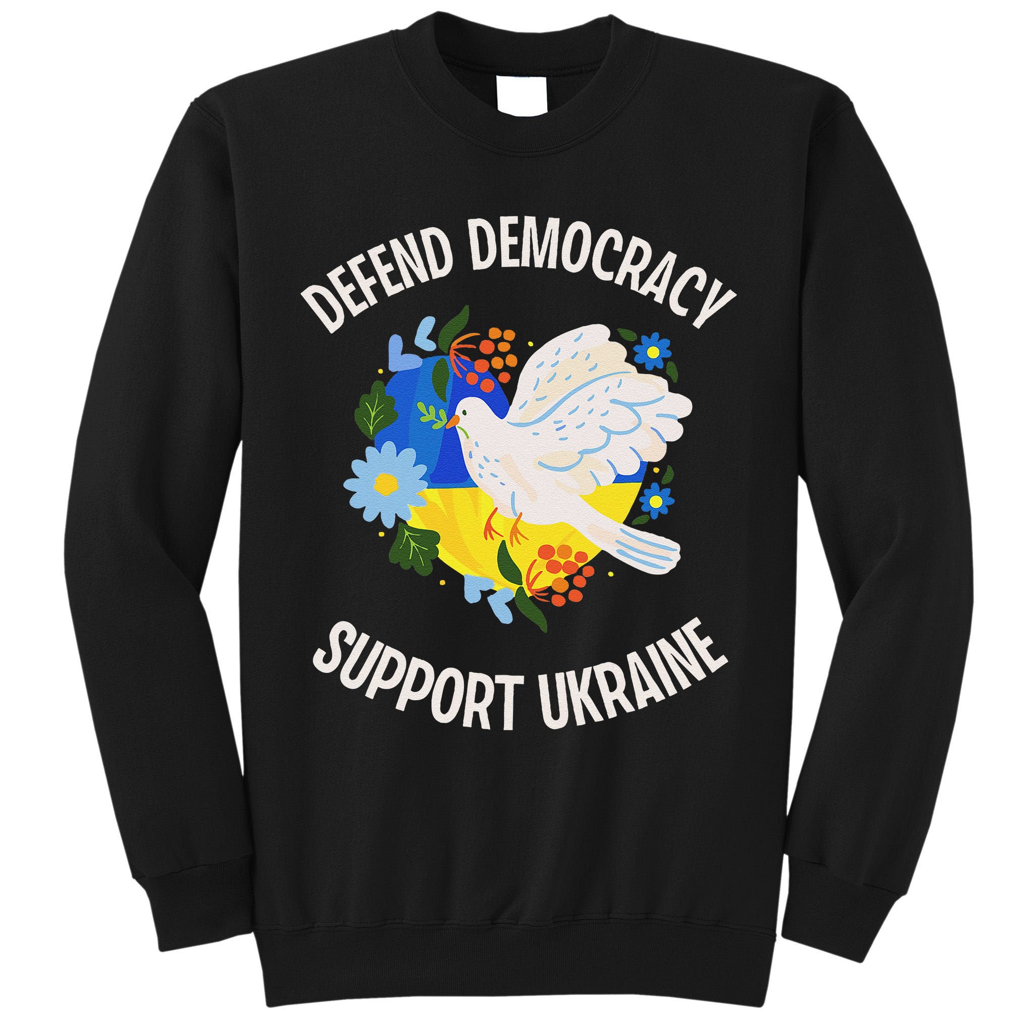 Retro Defend Democracy Support Ukraine Ukrainian Flag Tall Sweatshirt