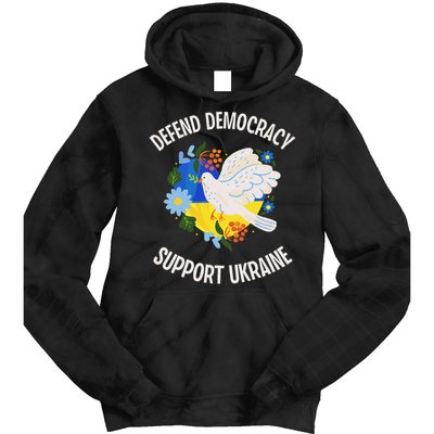 Retro Defend Democracy Support Ukraine Ukrainian Flag Tie Dye Hoodie