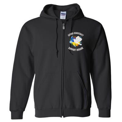 Retro Defend Democracy Support Ukraine Ukrainian Flag Full Zip Hoodie