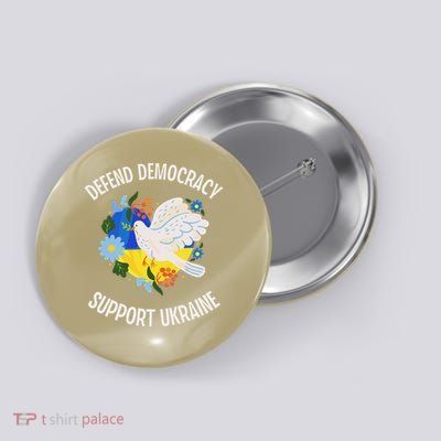 Retro Defend Democracy Support Ukraine Ukrainian Flag Button