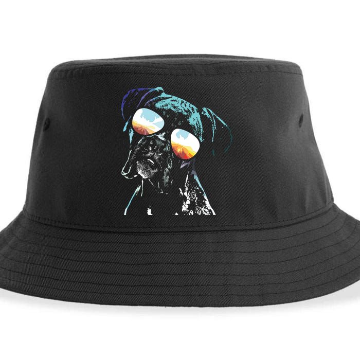 Retro Disco Dog Boxer Dog Sustainable Bucket Hat