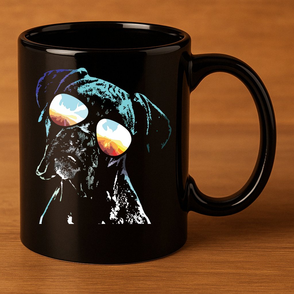 Retro Disco Dog Boxer Dog 11oz C Handle Ceramic Mug