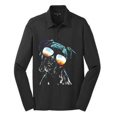 Retro Disco Dog Boxer Dog Silk Touch Performance Long Sleeve Polo