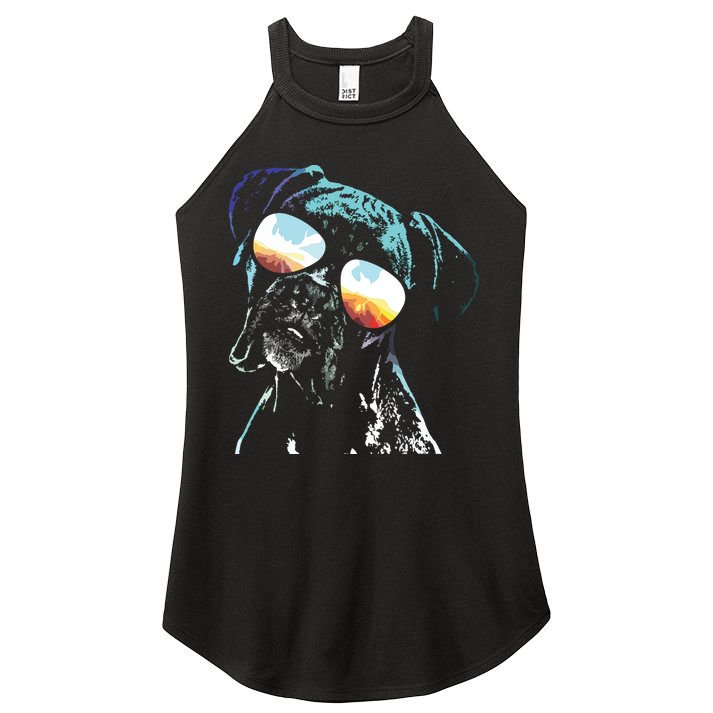 Retro Disco Dog Boxer Dog Women's Perfect Tri Rocker Tank
