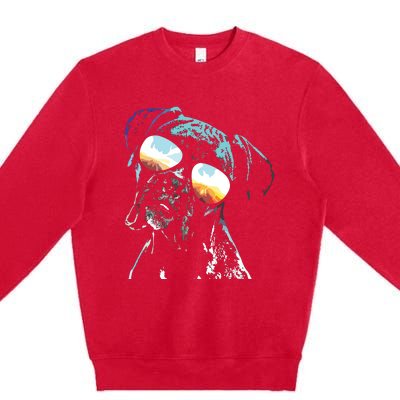 Retro Disco Dog Boxer Dog Premium Crewneck Sweatshirt