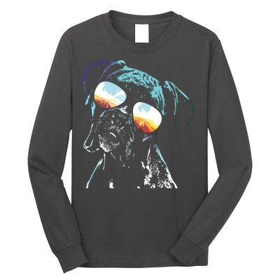 Retro Disco Dog Boxer Dog Long Sleeve Shirt
