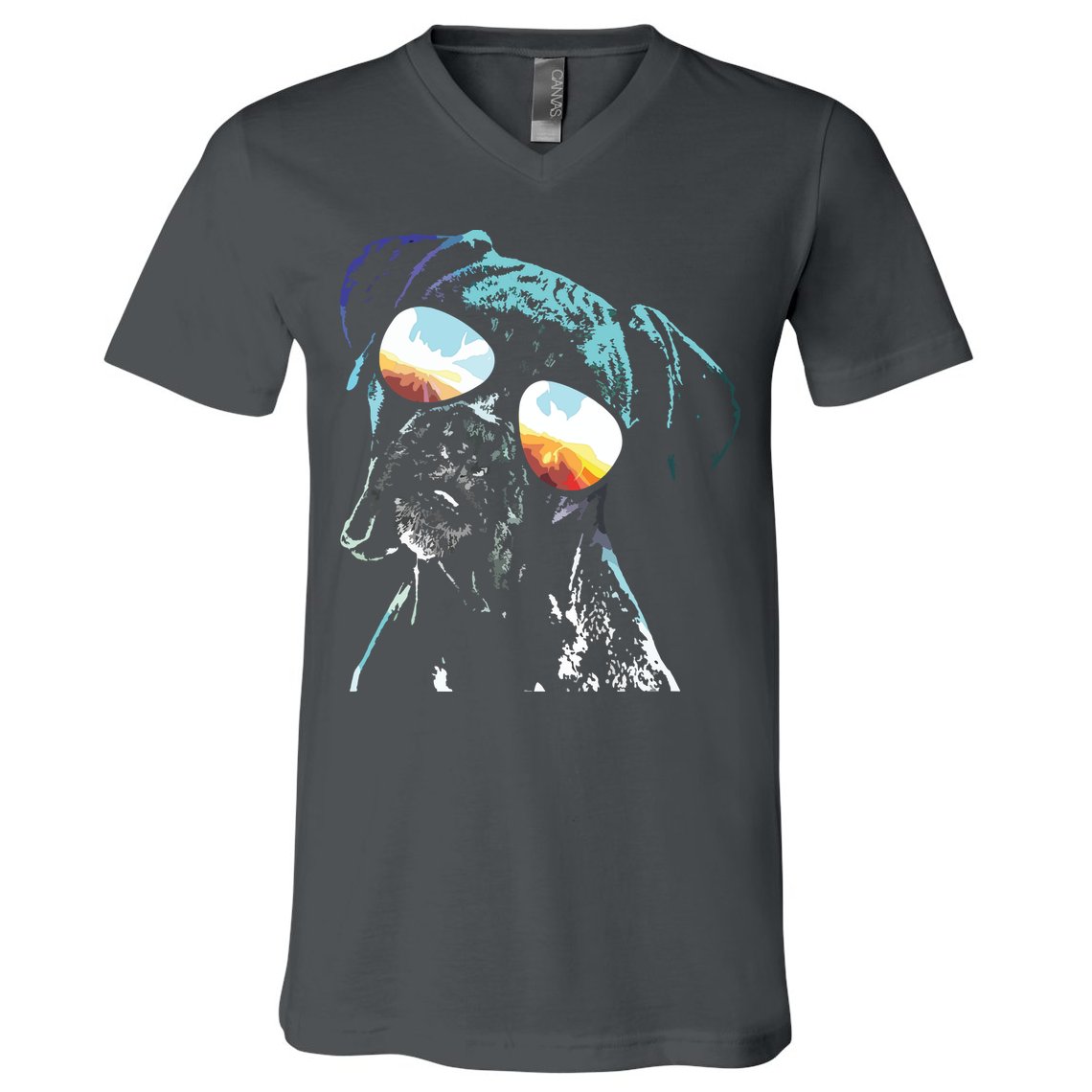 Retro Disco Dog Boxer Dog V-Neck T-Shirt