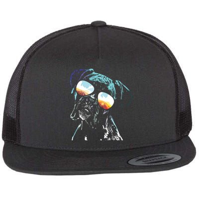 Retro Disco Dog Boxer Dog Flatbill Hat