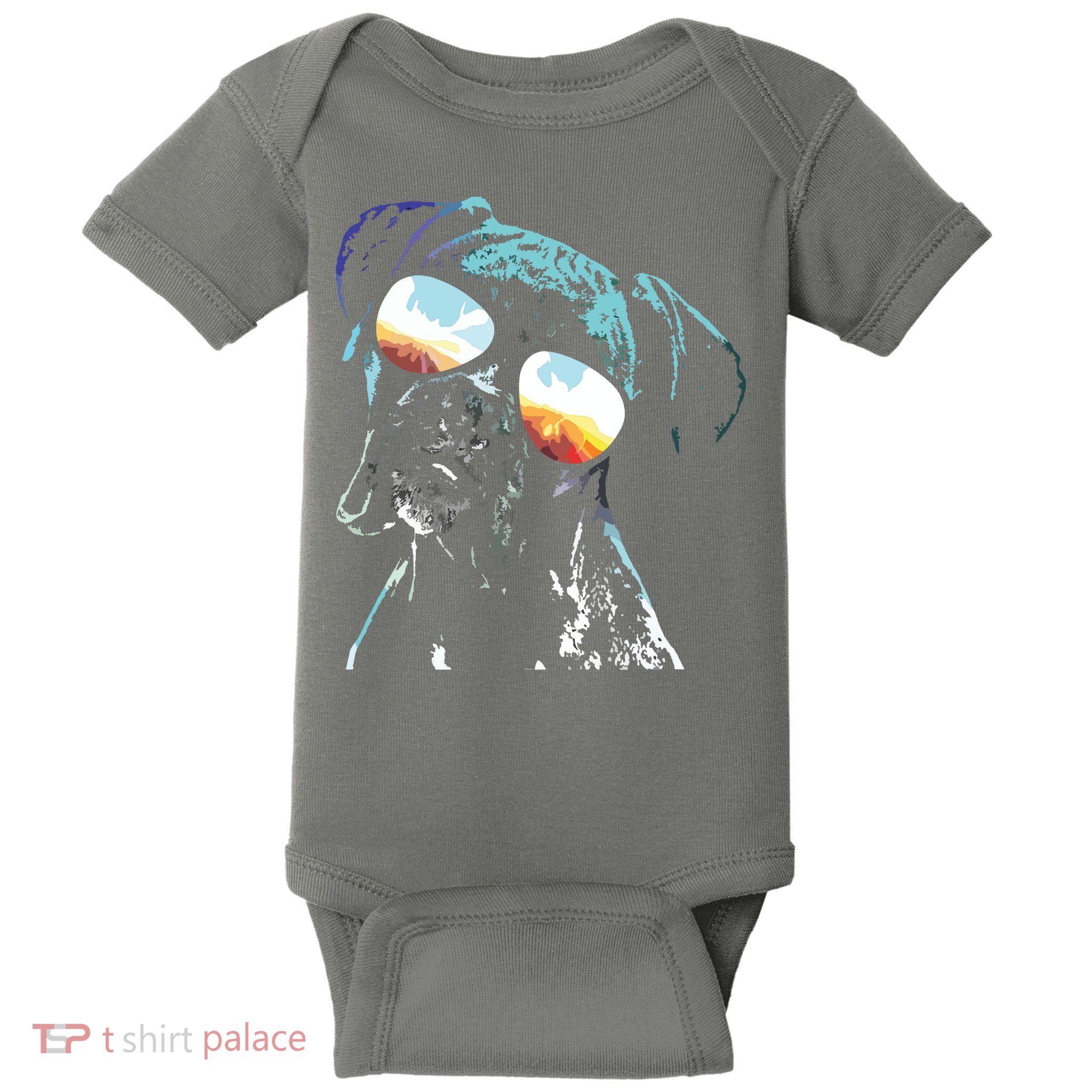 Retro Disco Dog Boxer Dog Baby Bodysuit
