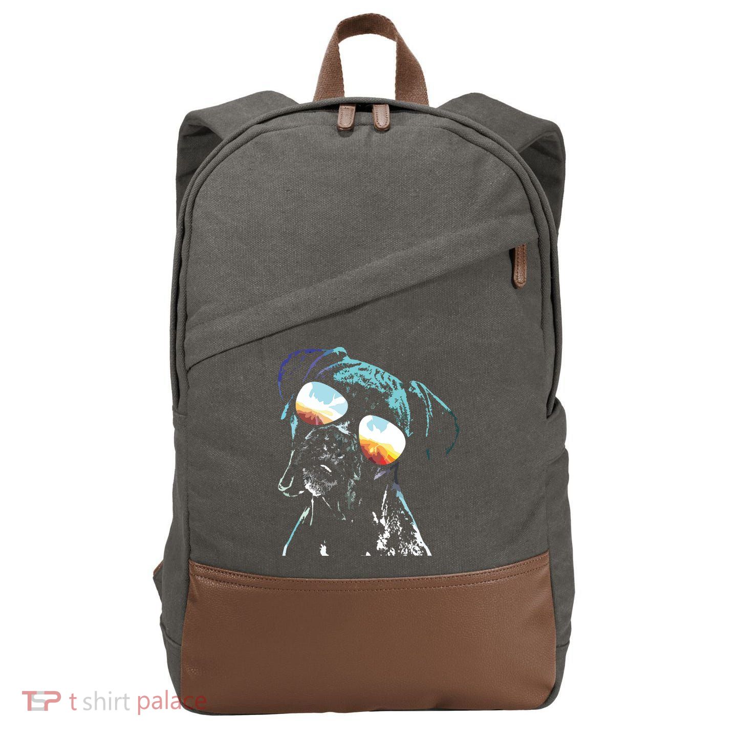 Retro Disco Dog Boxer Dog Cotton Canvas Backpack