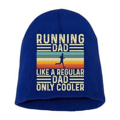 Running Dad Design For Father Day Marathon Runner Gift Short Acrylic Beanie