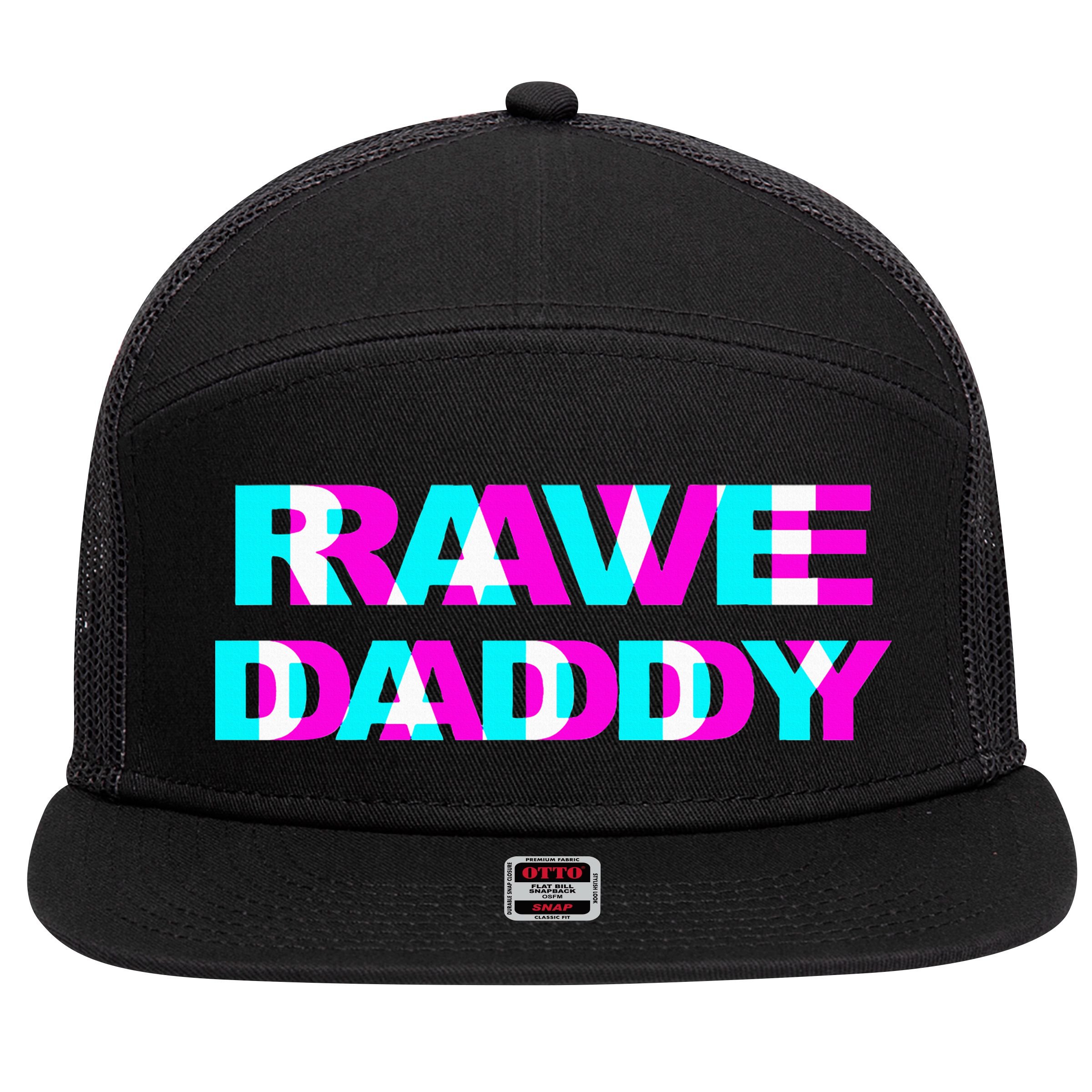 Rave Daddy EDM Music Festival Father Optical Illusion Trippy 7 Panel Mesh Trucker Snapback Hat