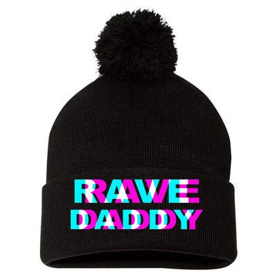 Rave Daddy EDM Music Festival Father Optical Illusion Trippy Pom Pom 12in Knit Beanie