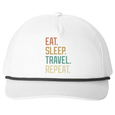 Retro Design Eat Sleep Travel Repeat Vintage Gift Snapback Five-Panel Rope Hat