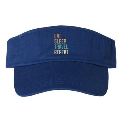 Retro Design Eat Sleep Travel Repeat Vintage Gift Valucap Bio-Washed Visor