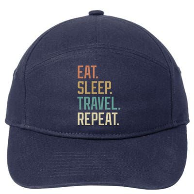 Retro Design Eat Sleep Travel Repeat Vintage Gift 7-Panel Snapback Hat