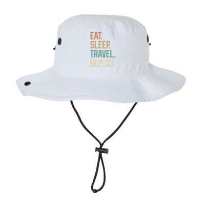 Retro Design Eat Sleep Travel Repeat Vintage Gift Legacy Cool Fit Booney Bucket Hat