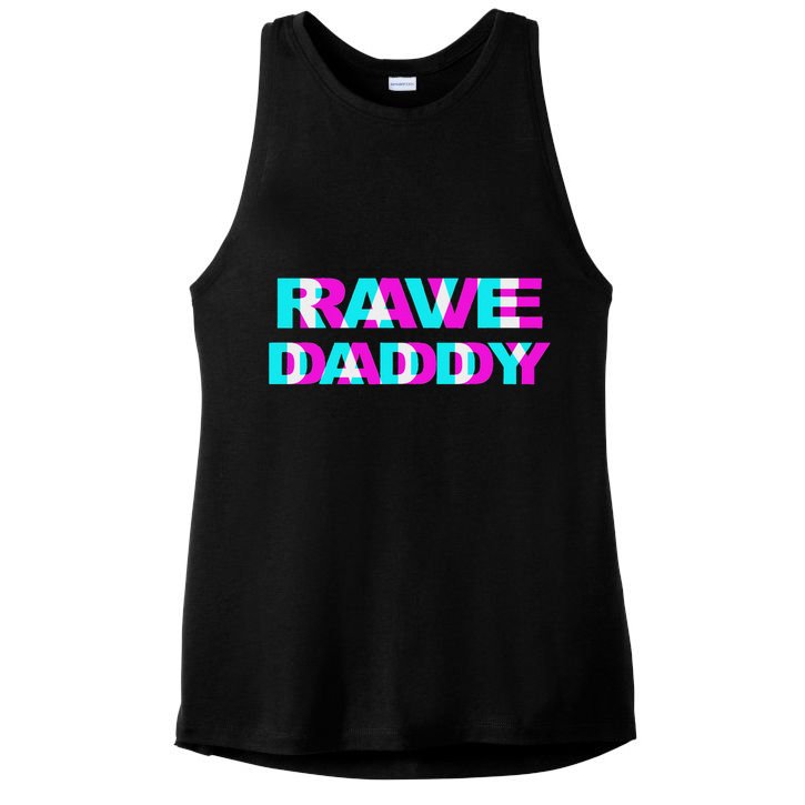 Rave Daddy Edm Music Festival Father Optical Illusion Trippy Ladies PosiCharge Tri-Blend Wicking Tank
