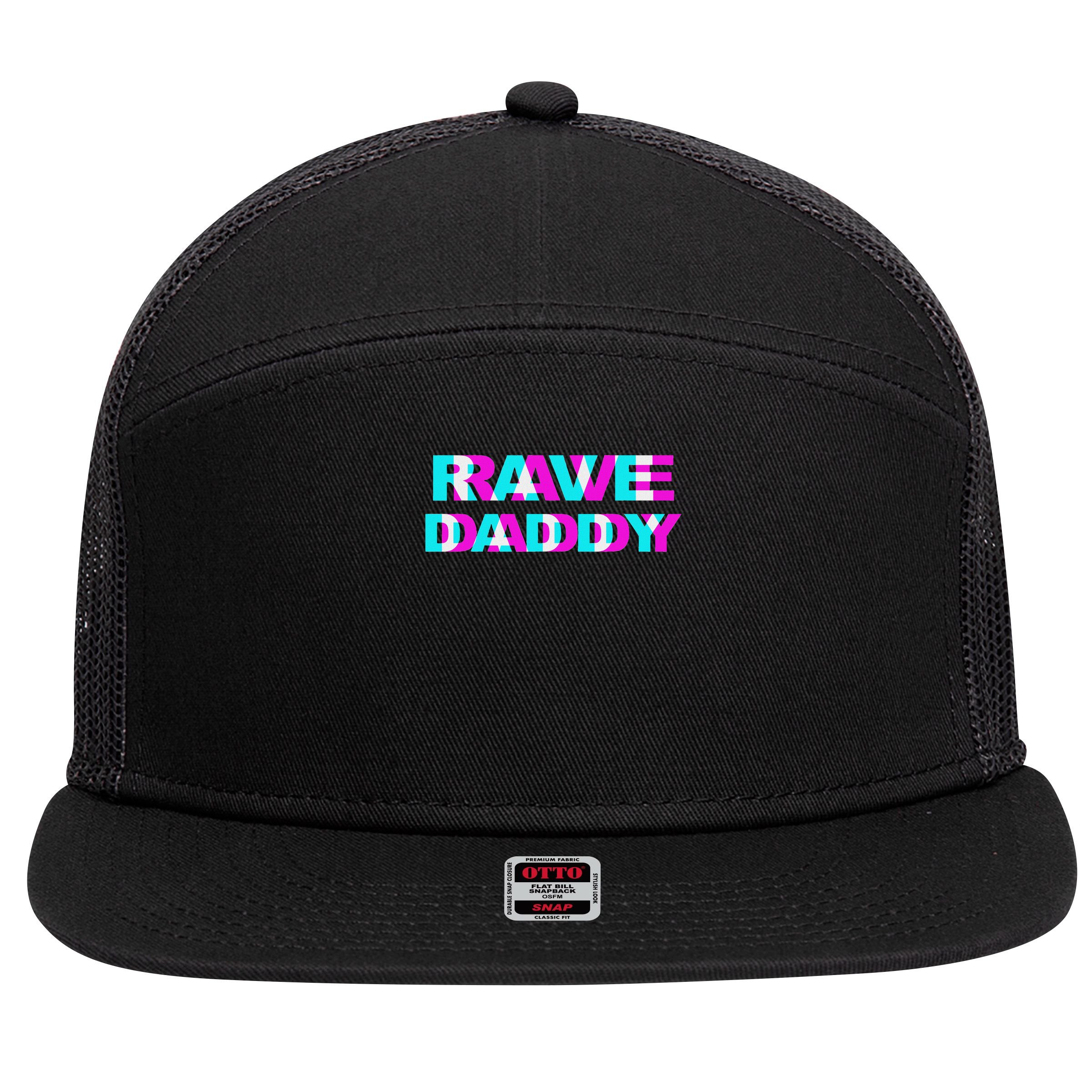 Rave Daddy Edm Music Festival Father Optical Illusion Trippy 7 Panel Mesh Trucker Snapback Hat
