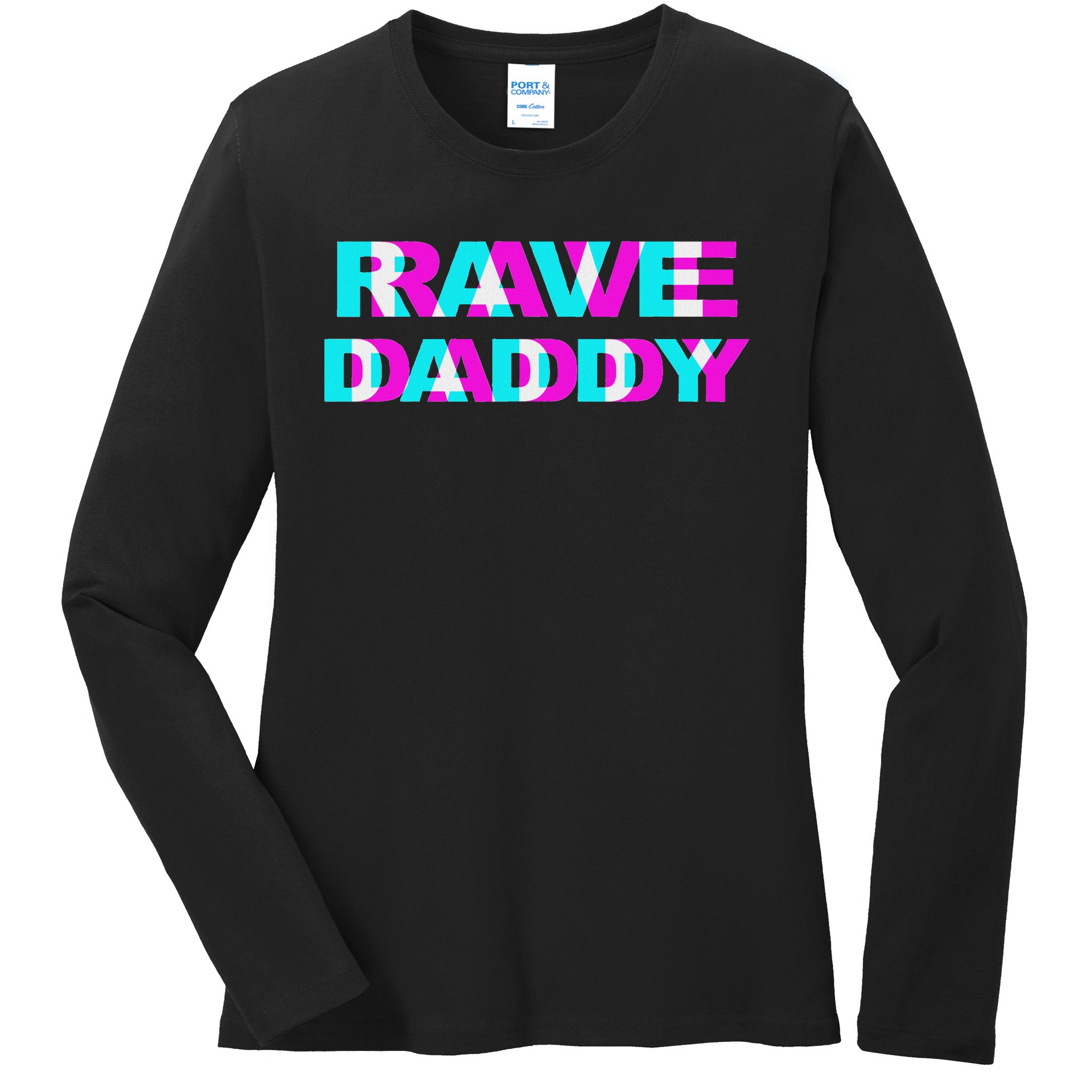 Rave Daddy Edm Music Festival Father Optical Illusion Trippy Ladies Long Sleeve Shirt