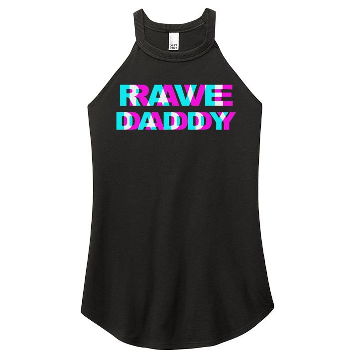 Rave Daddy Edm Music Festival Father Optical Illusion Trippy Women's Perfect Tri Rocker Tank