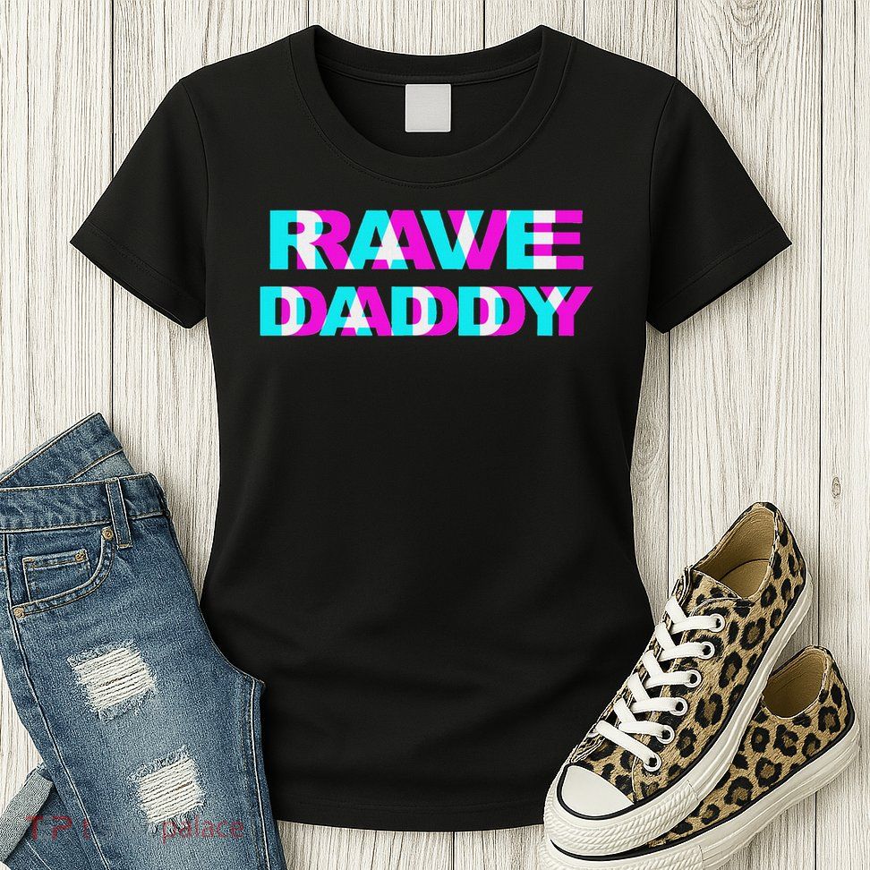 Rave Daddy Edm Music Festival Father Optical Illusion Trippy Womens T-Shirt