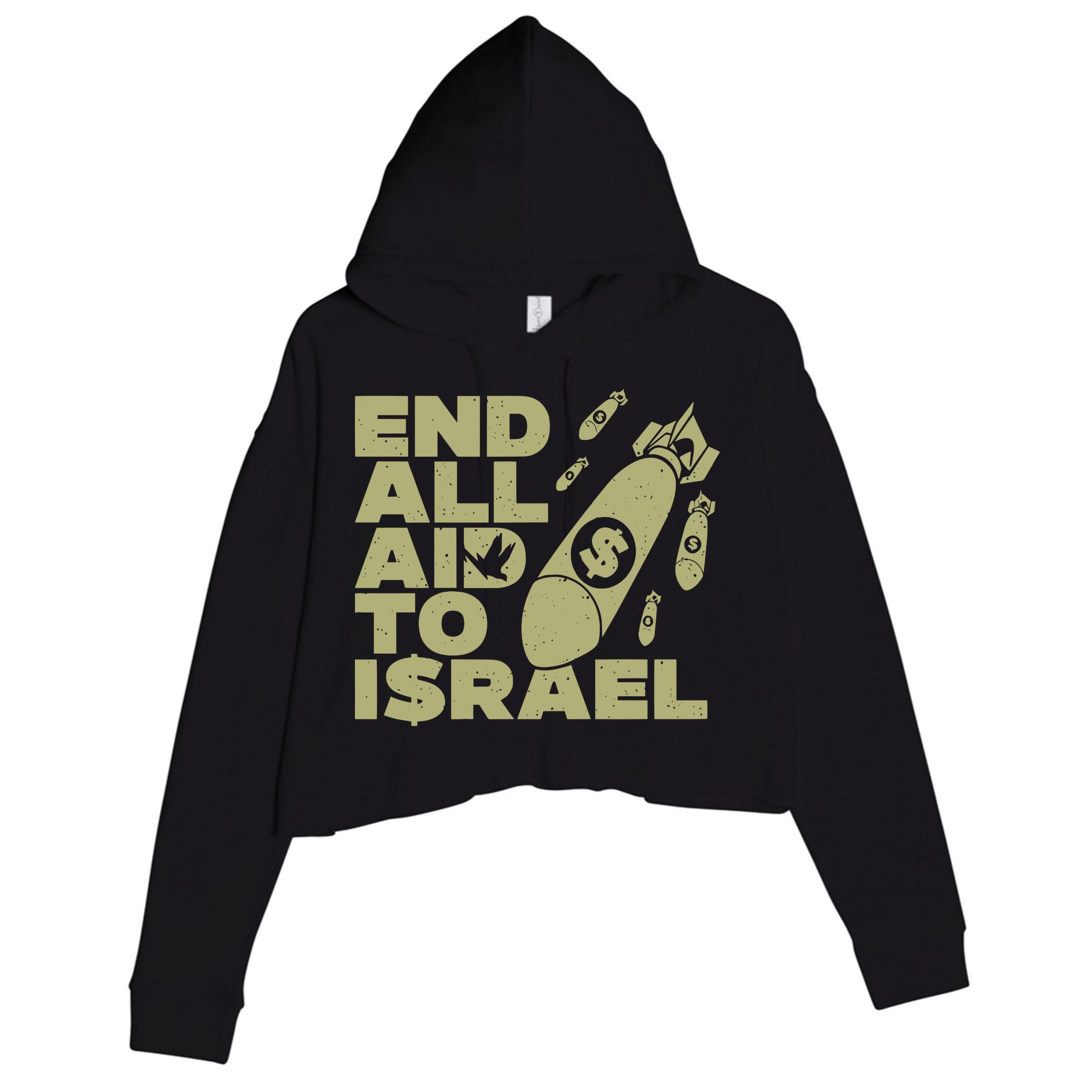 End All Aid To Israel Crop Fleece Hoodie