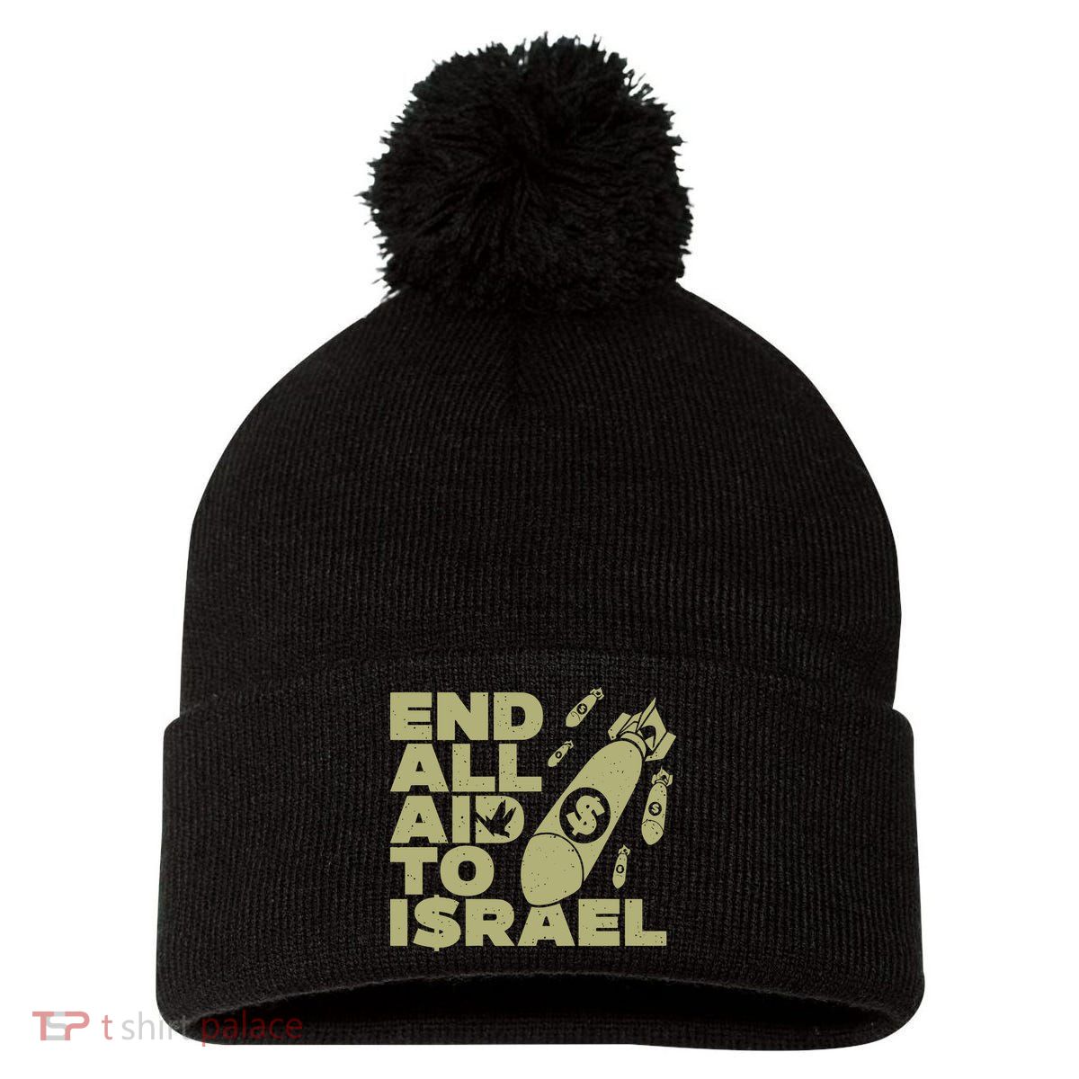 End All Aid To Israel Pom Pom 12in Knit Beanie