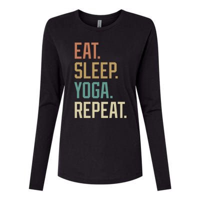 Retro Design Eat Sleep Yoga Repeat Vintage Gift Womens Cotton Relaxed Long Sleeve T-Shirt