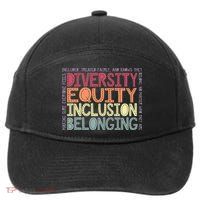 Retro Diversity Equity Inclusion Belonging DEIB Teacher 7-Panel Snapback Hat